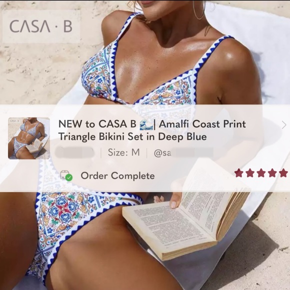 5⭐️ CASA B 🌊| Amalfi Coast Print Triangle Bikini Set in Deep Blue - Picture 7 of 7